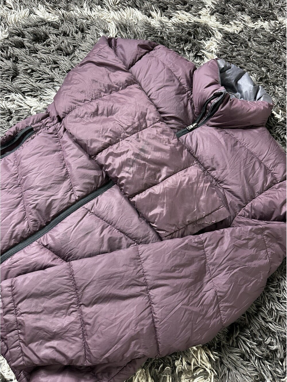 Michael Kors Packable Down Fill Puffer Jacket Purple Men's Size S Full Zip